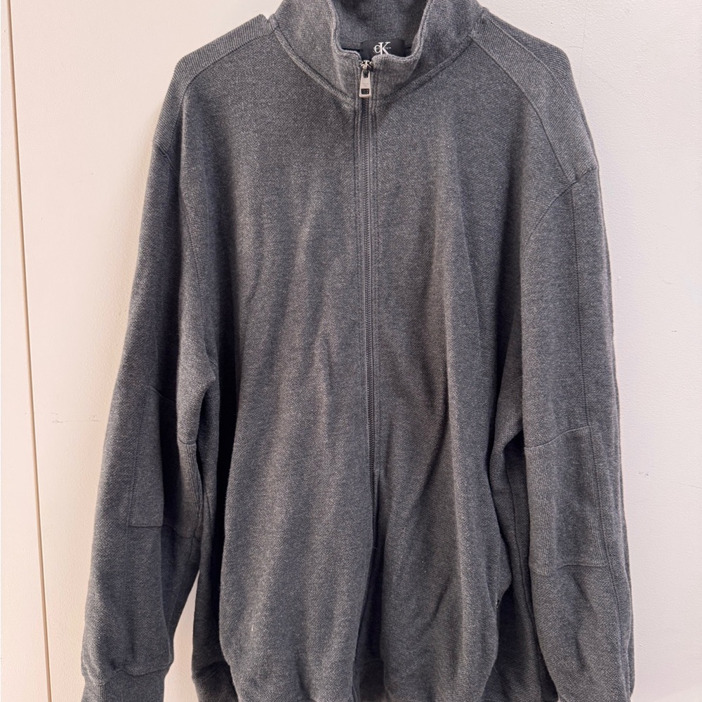 Calvin Klein Men's Charcoal Zip-Up Sweater